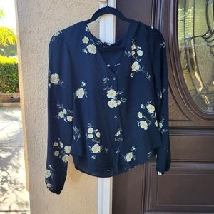 Abercrombie & Fitch Black Patterned Button Blouse